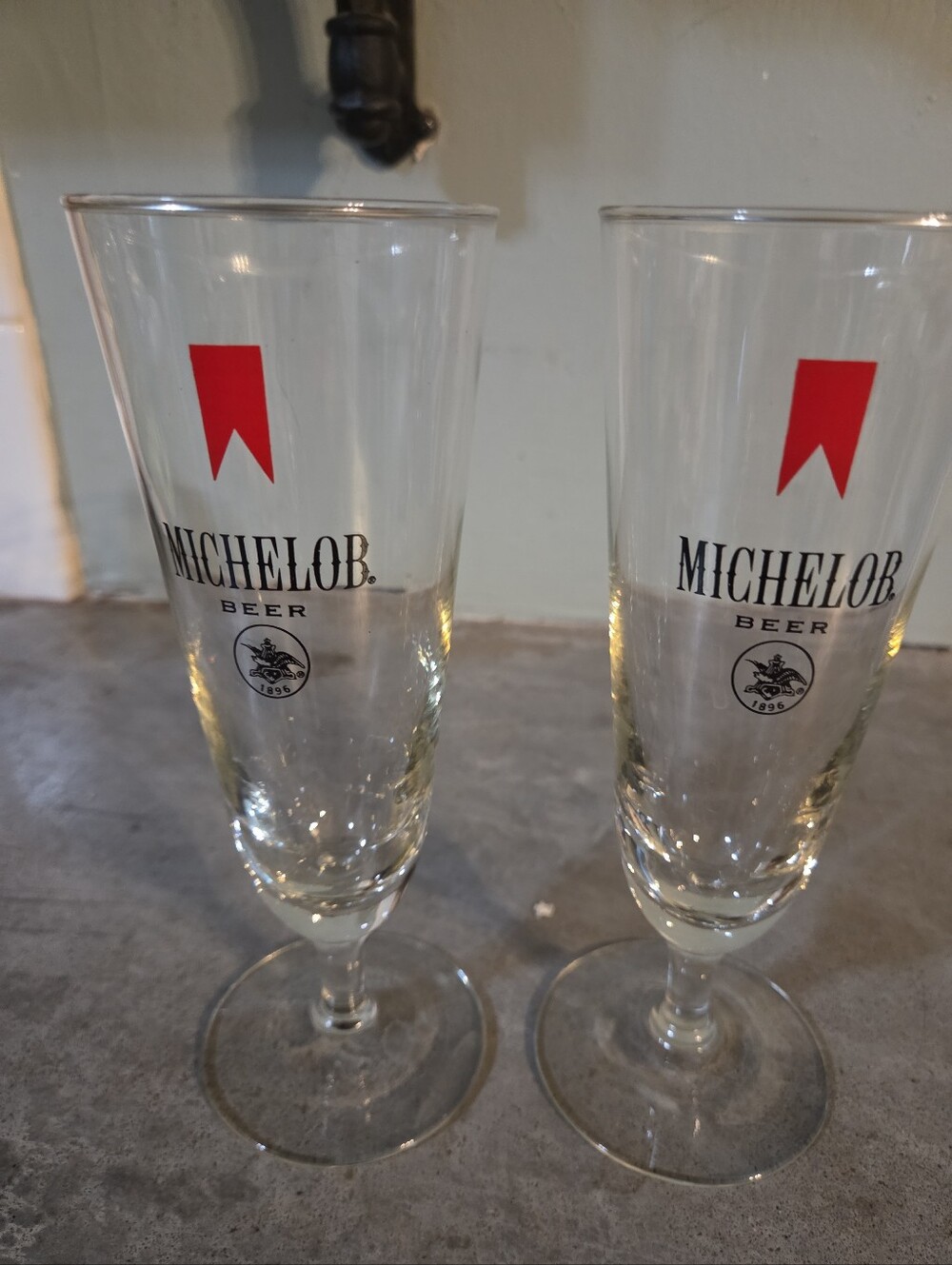 Vintage Michelob Red Logo Pilsner Glasses. Set Of 2 - Clear